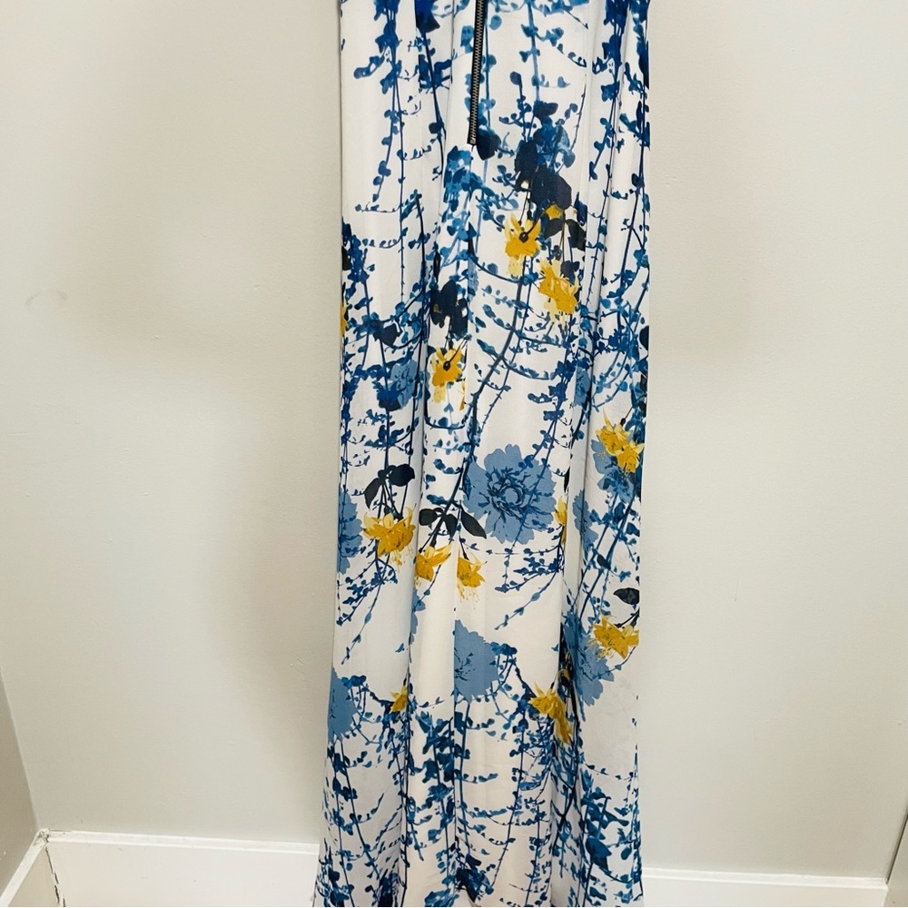 Danny & Nicole Navy Blue and White Maxi Dress - Picture 6 of 12